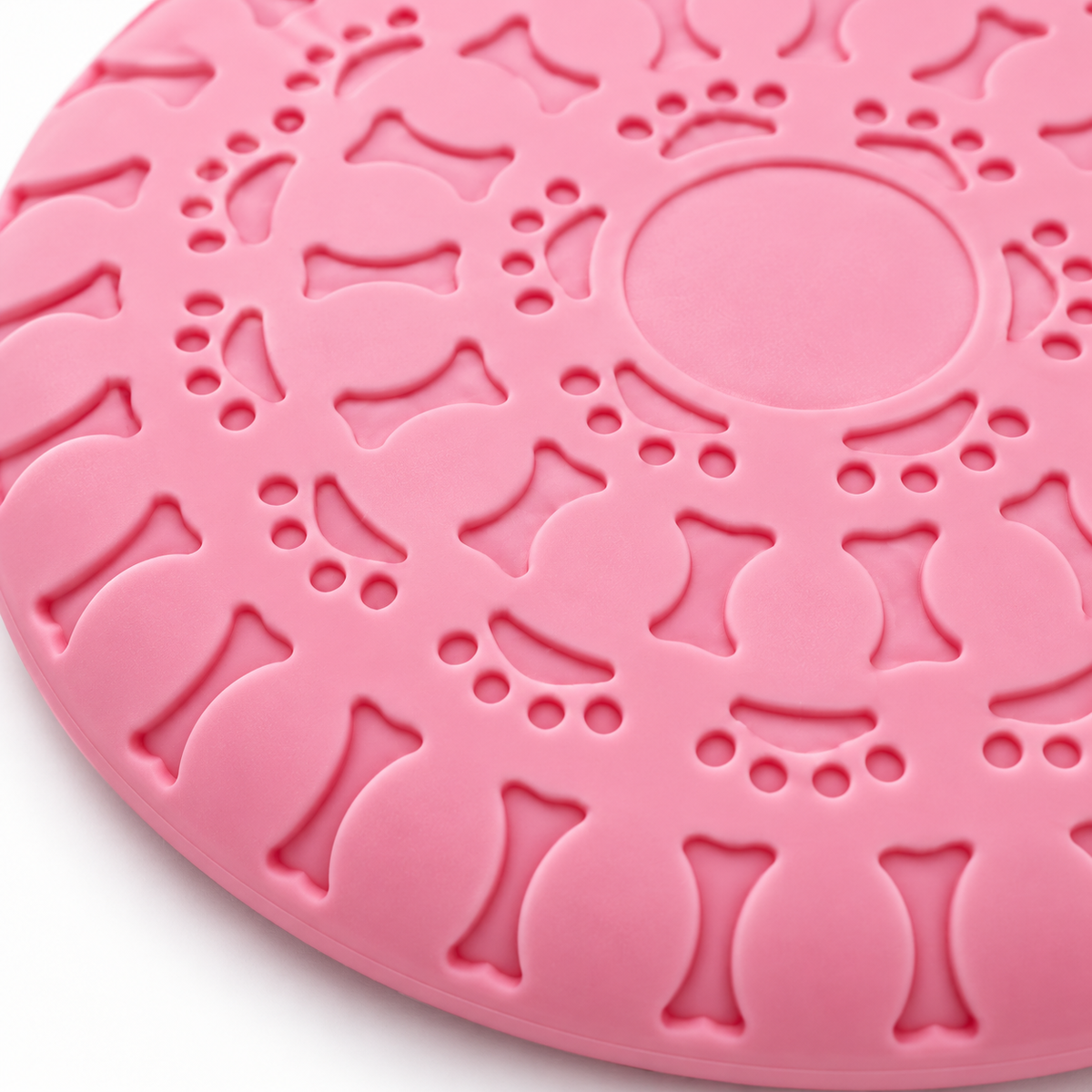 💗 Pink Dog Frisbee | Cute Paw Print & Bone Design | Outdoor Interactive Dog Toy
