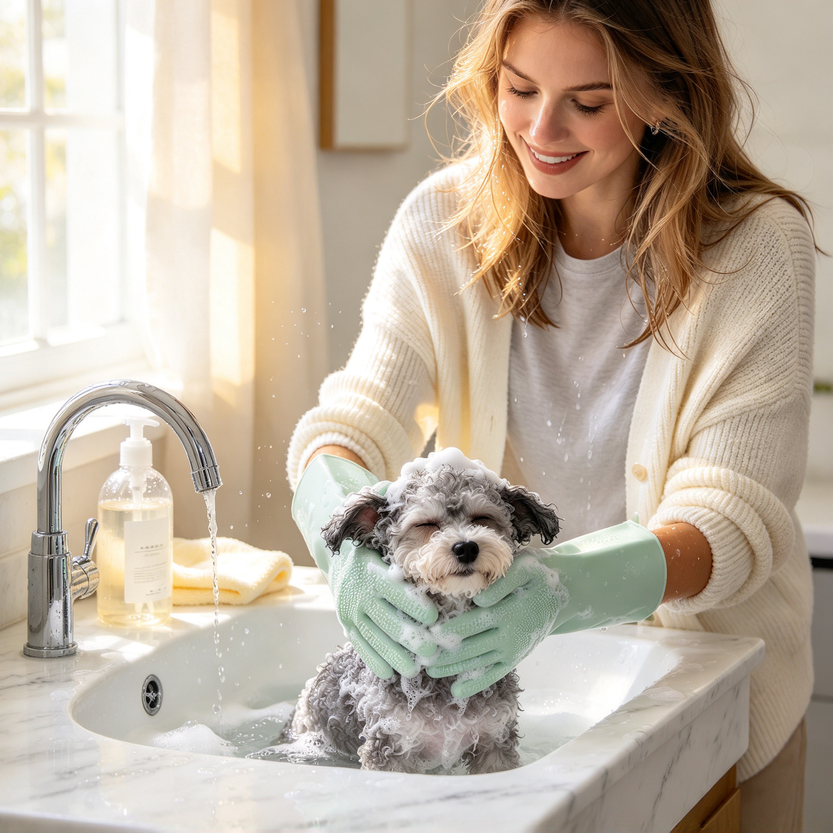 🐾 Silicone Pet Bathing Gloves | Soft Grooming Brush Gloves | Gentle Pet Cleaning & Massage