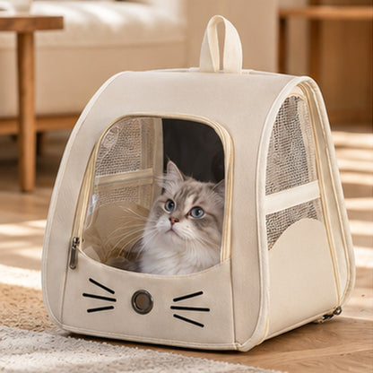 🤍 Cat Carrier Backpack | Cute Cat Face Design | Breathable Pet Travel Backpack for Cats &amp; Small Dogs