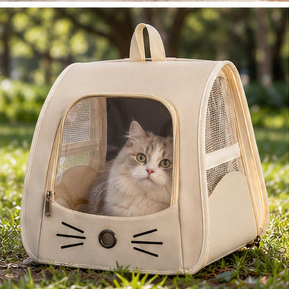 🤍 Cat Carrier Backpack | Cute Cat Face Design | Breathable Pet Travel Backpack for Cats &amp; Small Dogs