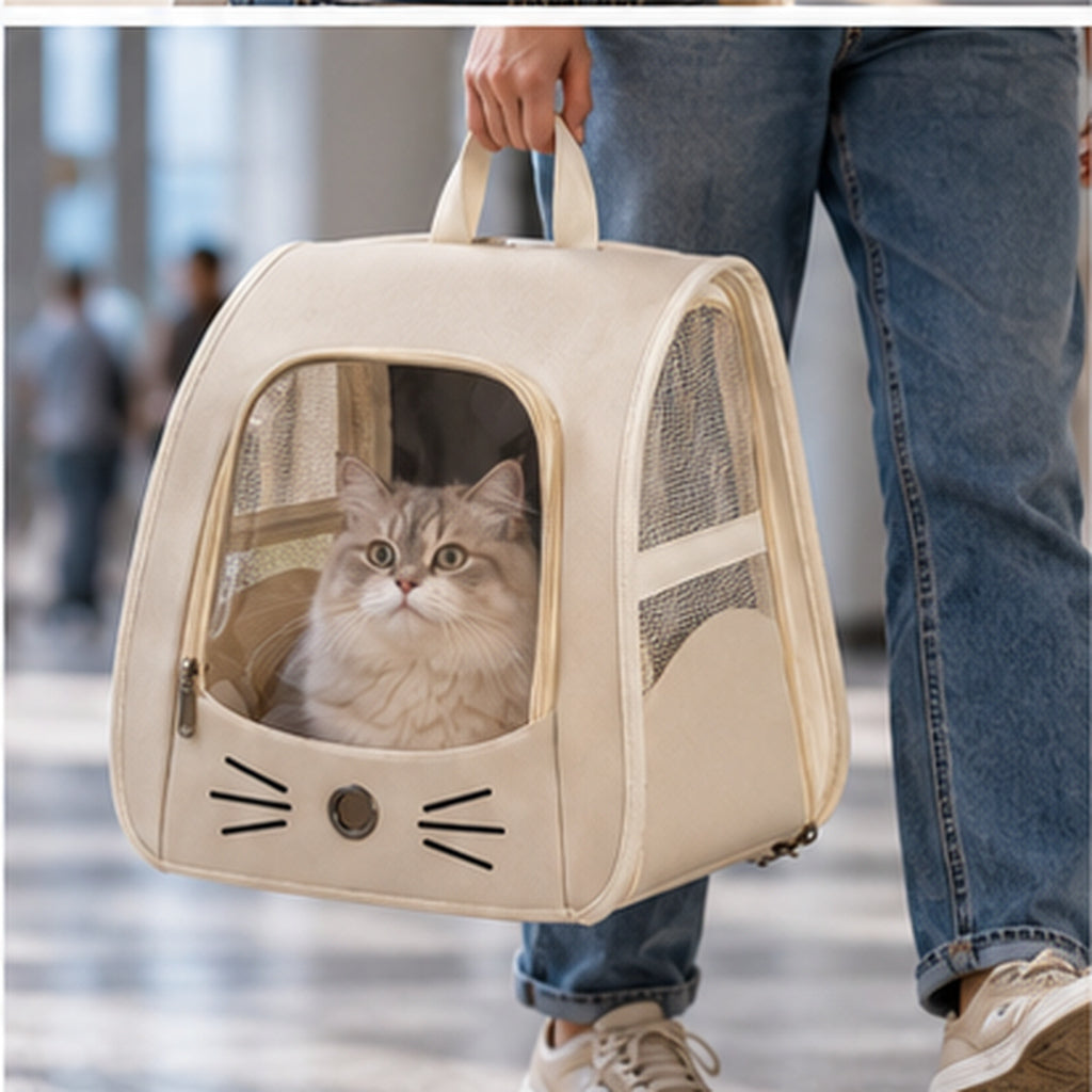 🤍 Cat Carrier Backpack | Cute Cat Face Design | Breathable Pet Travel Backpack for Cats &amp; Small Dogs