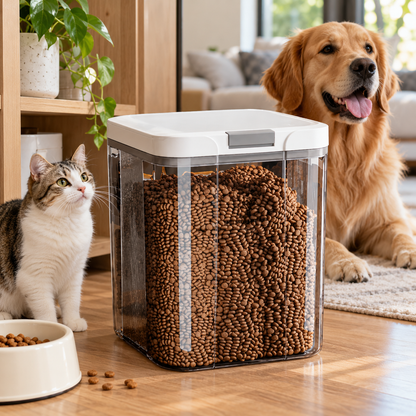 🐾 Pet Food Storage Container | Clear Dog &amp; Cat Food Storage Bin with Lid | Large Capacity Dry Food Organizer
