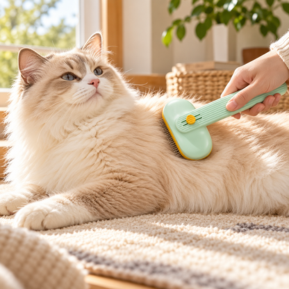 💚 Self-Cleaning Pet Brush | Easy Fur Removal