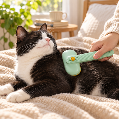 💚 Self-Cleaning Pet Brush | Easy Fur Removal
