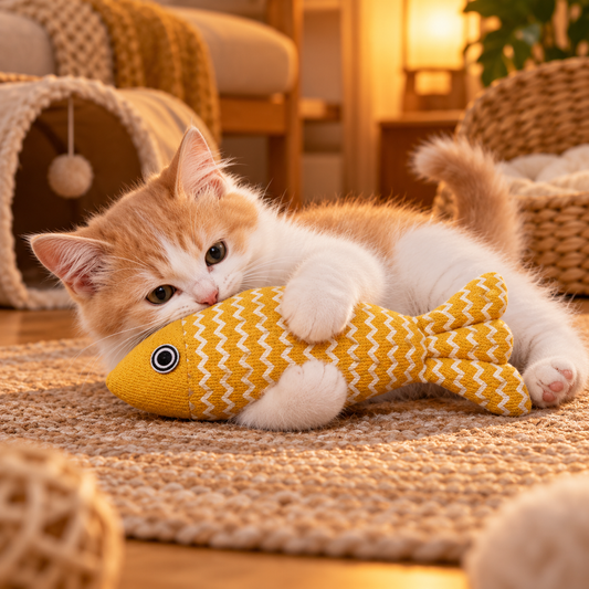 🐟 Knitted Fish Cat Toy | Fish-Shaped Cat Toy | Cute &amp; Playful Pet Accessory
