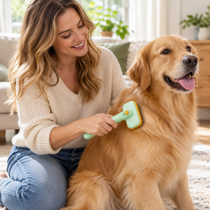 💚 Self-Cleaning Pet Brush | Easy Fur Removal