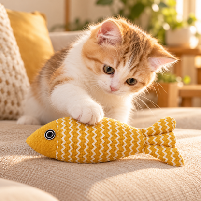 🐟 Knitted Fish Cat Toy | Fish-Shaped Cat Toy | Cute &amp; Playful Pet Accessory