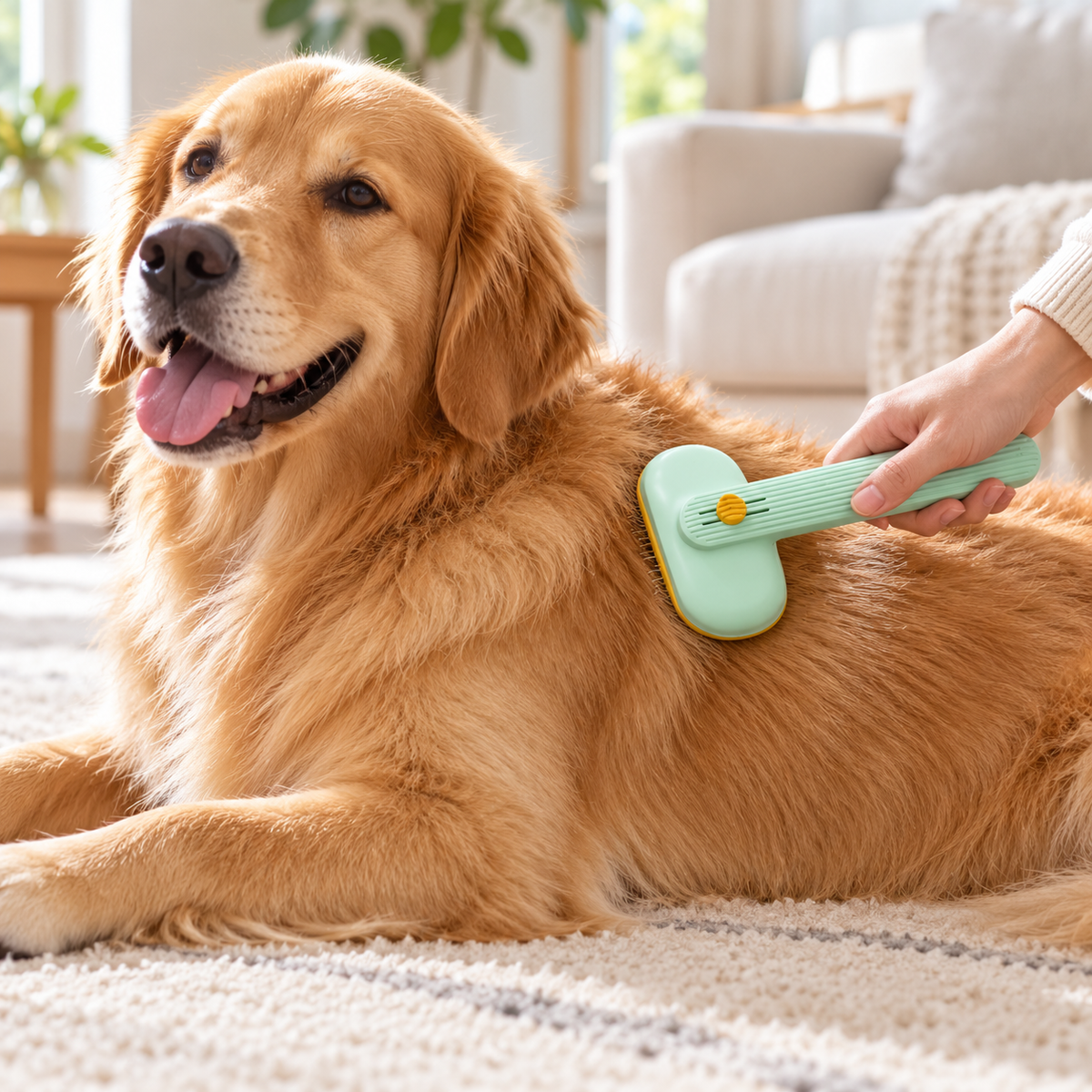 💚 Self-Cleaning Pet Brush | Easy Fur Removal