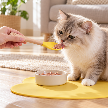 💛Pet Food Spoon | Silicone Spoon with Wooden Handle