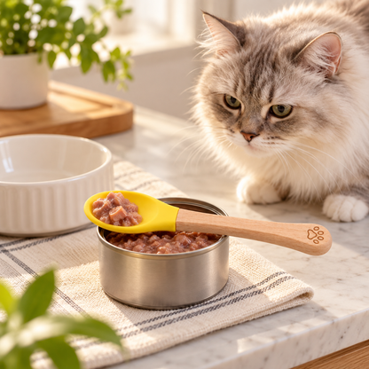 💛Pet Food Spoon | Silicone Spoon with Wooden Handle