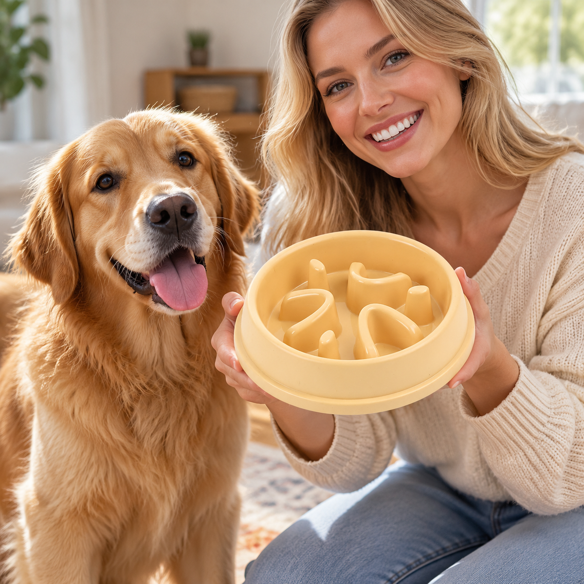 💛 Slow Feeder Dog Bowl | Interactive Puzzle Feeding Bowl | Healthy &amp; Fun Mealtime