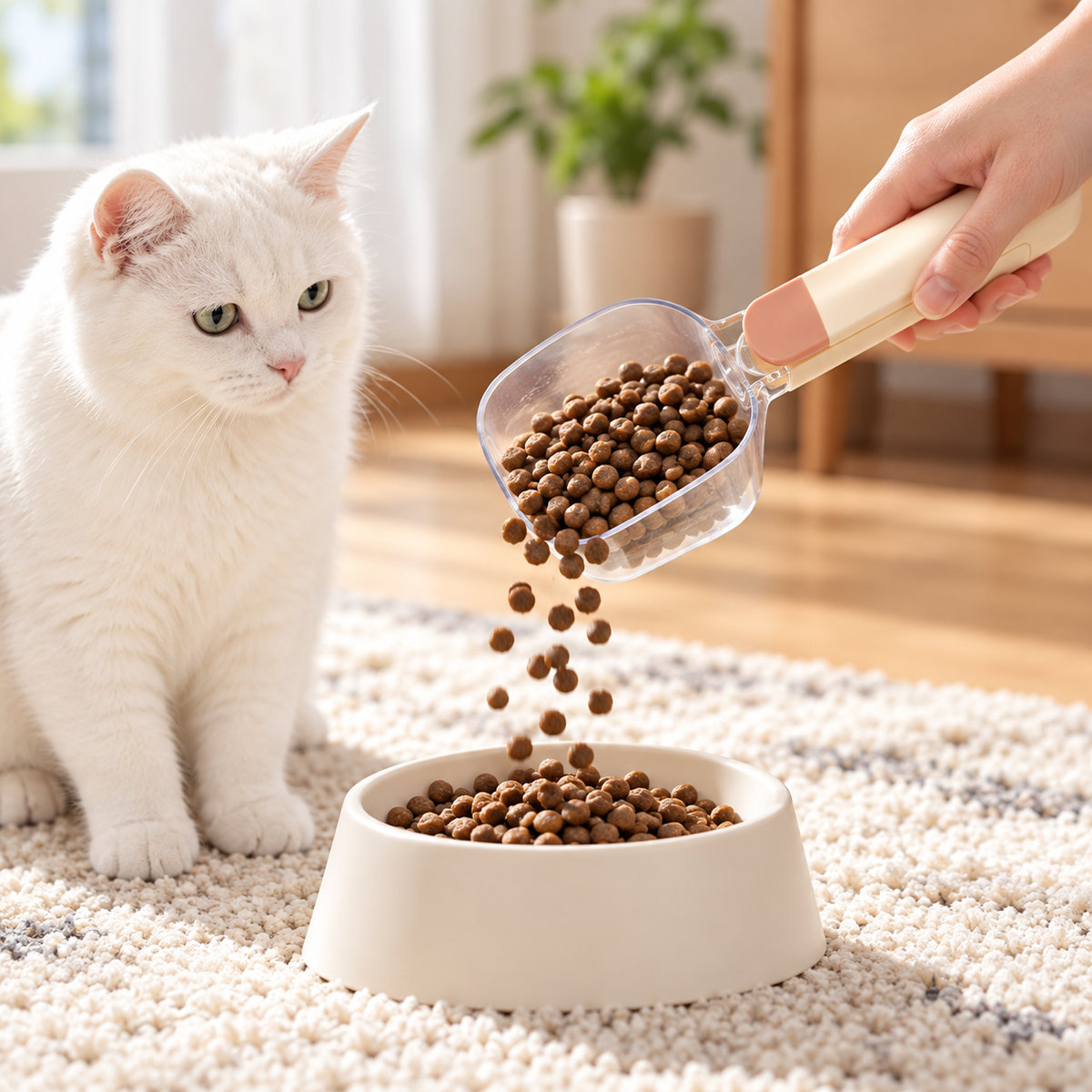 ✨ Pet Food Measuring Scoop | Clear Cup & Bag Sealing Clip | Easy Feeding Essential