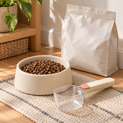 ✨ Pet Food Measuring Scoop | Clear Cup & Bag Sealing Clip | Easy Feeding Essential