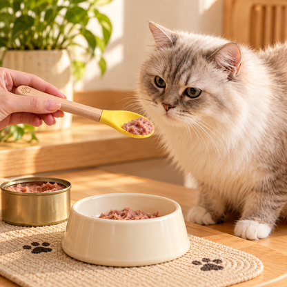 💛Pet Food Spoon | Silicone Spoon with Wooden Handle