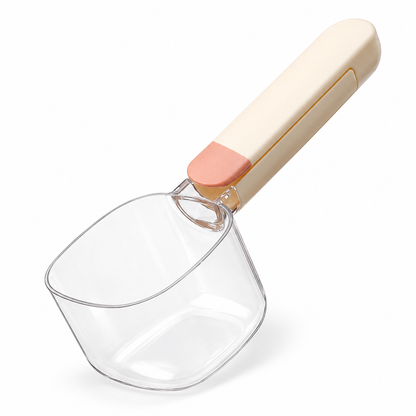 ✨ Pet Food Measuring Scoop | Clear Cup & Bag Sealing Clip | Easy Feeding Essential