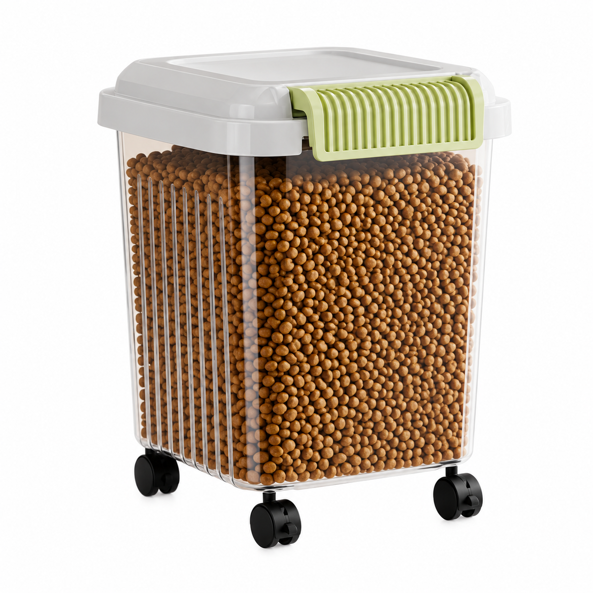 🐾 Pet Food Storage Container | Clear Rolling Bin | Secure-Lid Kibble Organizer