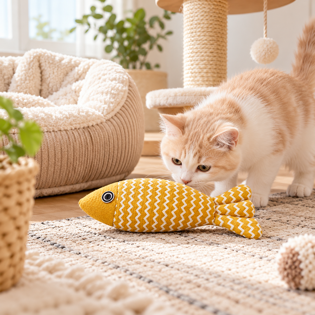 🐟 Knitted Fish Cat Toy | Fish-Shaped Cat Toy | Cute &amp; Playful Pet Accessory