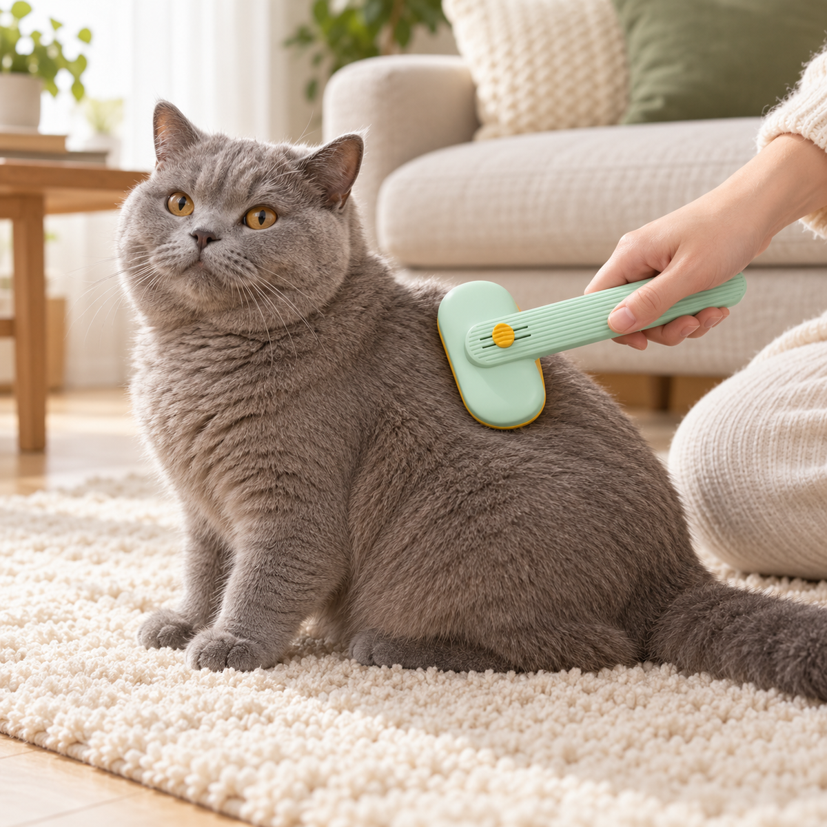 💚 Self-Cleaning Pet Brush | Easy Fur Removal