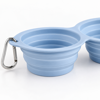 🐾 Portable Collapsible Double Pet Bowls | Foldable Travel Food & Water Bowls | Lightweight & Convenient