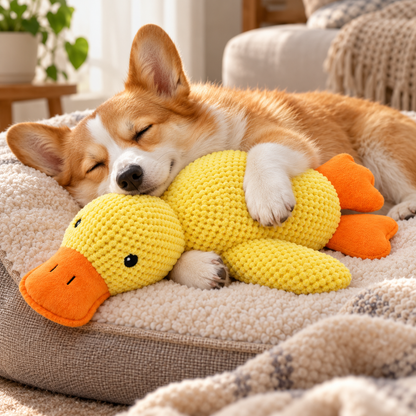 🦆 Cute Duck Plush Dog Toy | Soft Textured Fabric | Cuddly Pet Playtime Companion