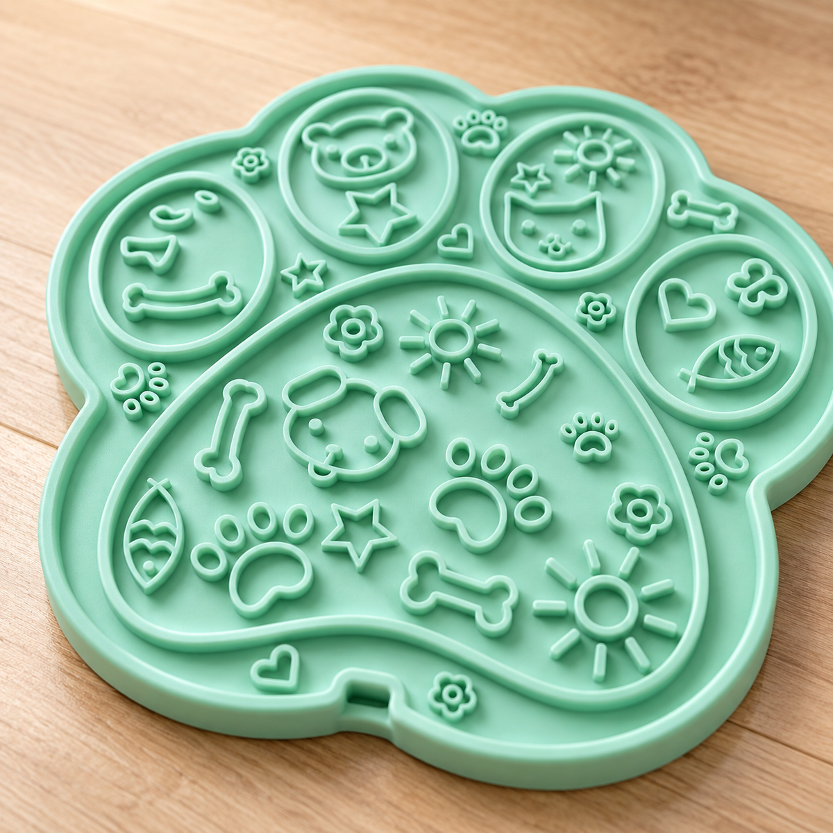 🐾 Pet Lick Mat | Paw-Shaped Slow Feeder | Interactive Treat Pad