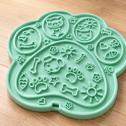🐾 Pet Lick Mat | Paw-Shaped Slow Feeder | Interactive Treat Pad