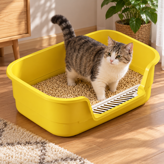 🐱 Open-Top Cat Litter Box | High-Sided Design | Low-Entry Access | Easy-Clean Pet Toilet