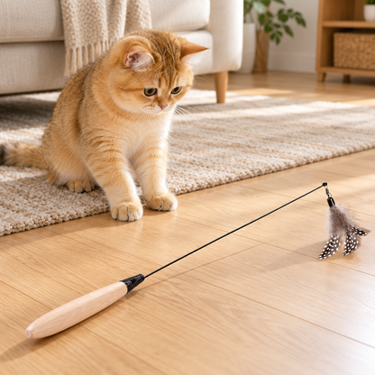 🐱 Feather Cat Teaser Wand | Interactive Cat Toy | Fun &amp; Engaging Playtime