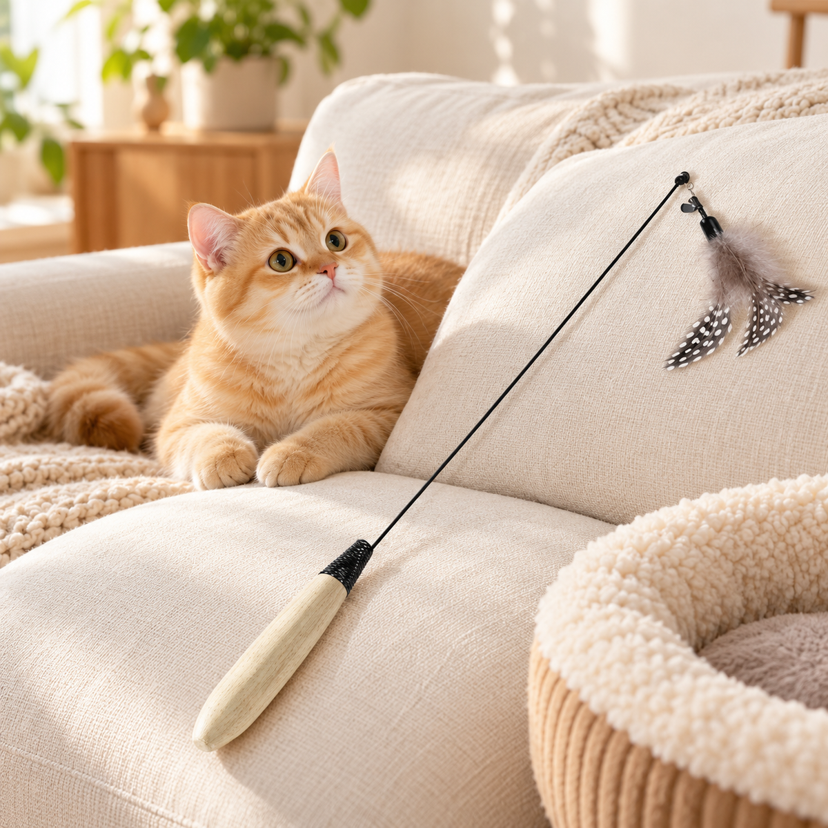 🐱 Feather Cat Teaser Wand | Interactive Cat Toy | Fun &amp; Engaging Playtime