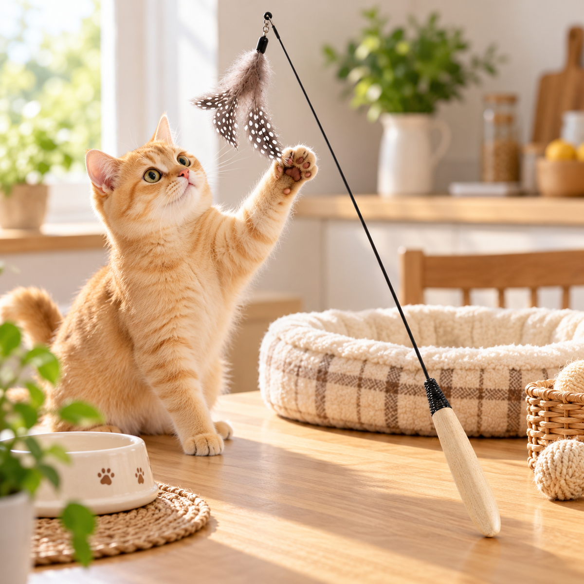 🐱 Feather Cat Teaser Wand | Interactive Cat Toy | Fun &amp; Engaging Playtime
