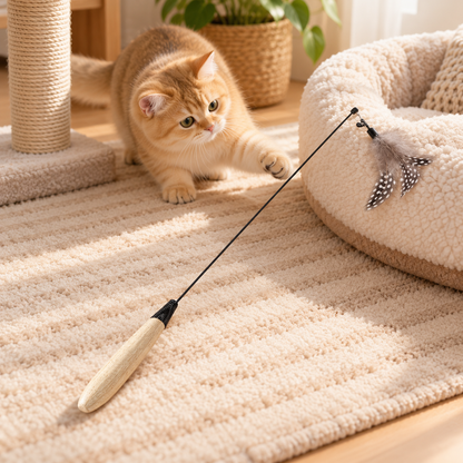 🐱 Feather Cat Teaser Wand | Interactive Cat Toy | Fun &amp; Engaging Playtime