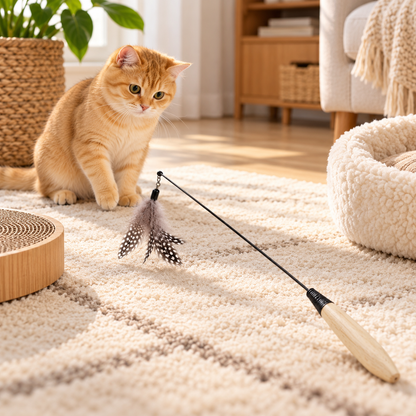 🐱 Feather Cat Teaser Wand | Interactive Cat Toy | Fun &amp; Engaging Playtime