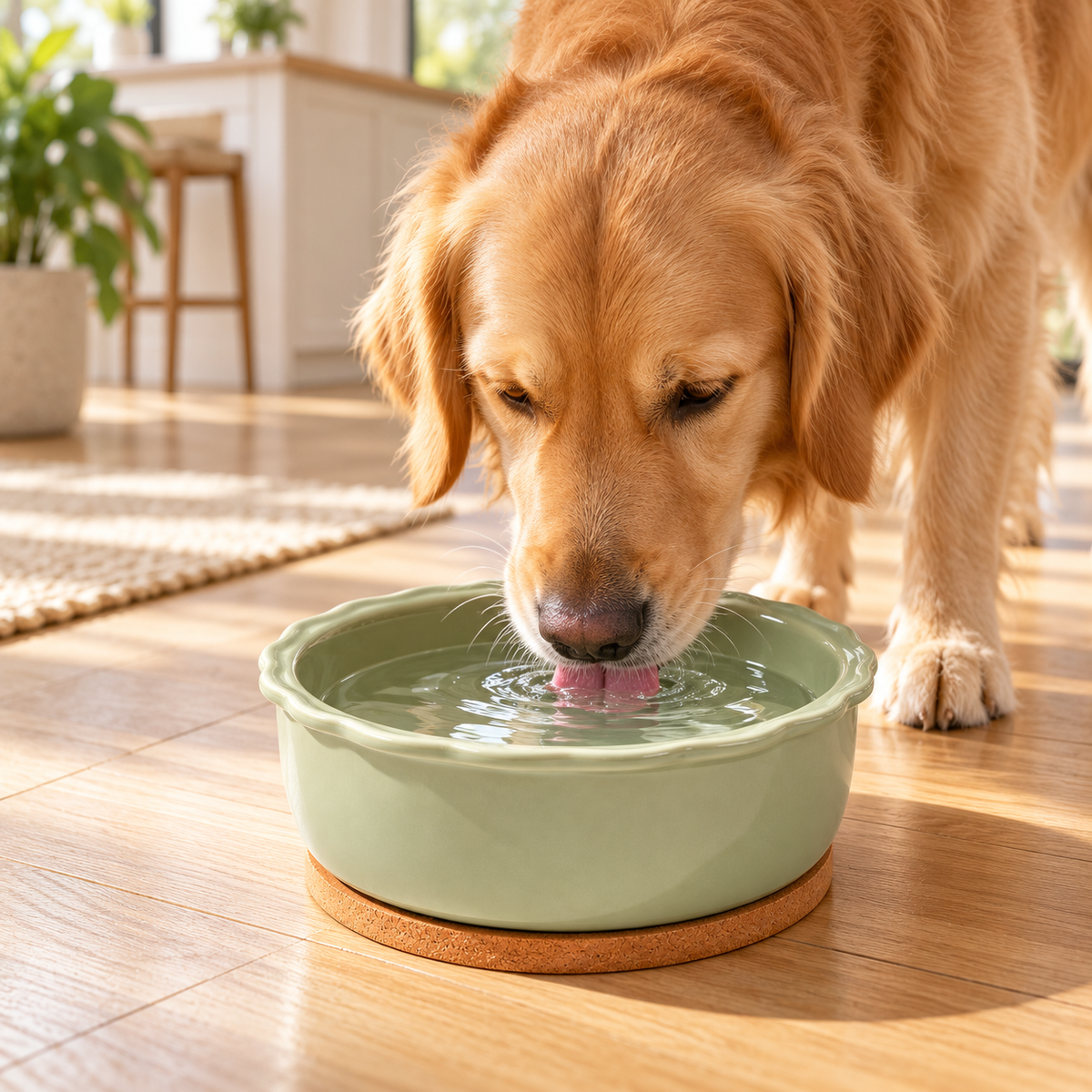 🌿 Ceramic Pet Water Bowl | Sage Green Drinking Bowl | Elegant &amp; Practical Pet Essential