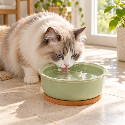 🌿 Ceramic Pet Water Bowl | Sage Green Drinking Bowl | Elegant &amp; Practical Pet Essential