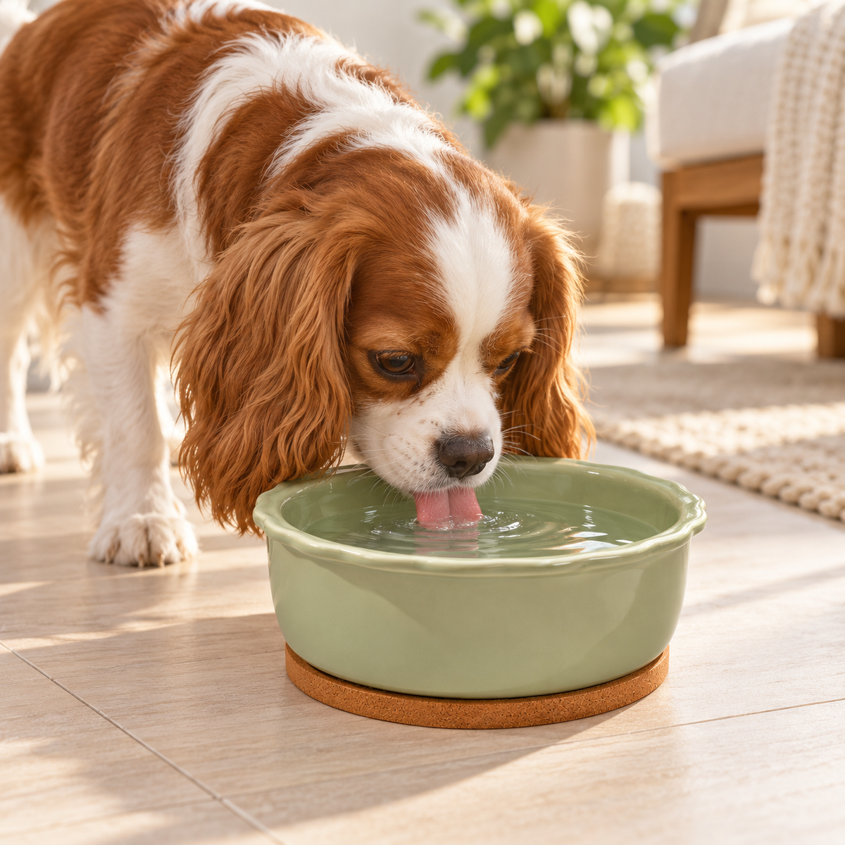 🌿 Ceramic Pet Water Bowl | Sage Green Drinking Bowl | Elegant &amp; Practical Pet Essential