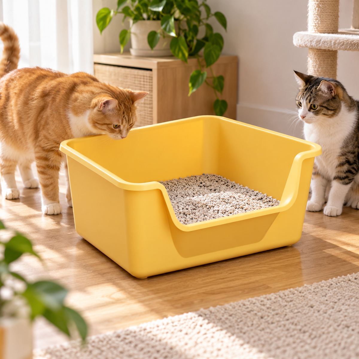 🐱 Open-Top Cat Litter Box | High-Sided Design | Easy-Access Cat Toilet Tray