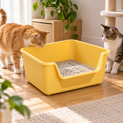 🐱 Open-Top Cat Litter Box | High-Sided Design | Easy-Access Cat Toilet Tray