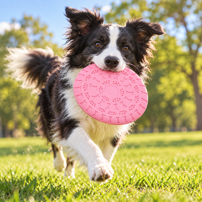💗 Pink Dog Frisbee | Cute Paw Print &amp; Bone Design | Outdoor Interactive Dog Toy