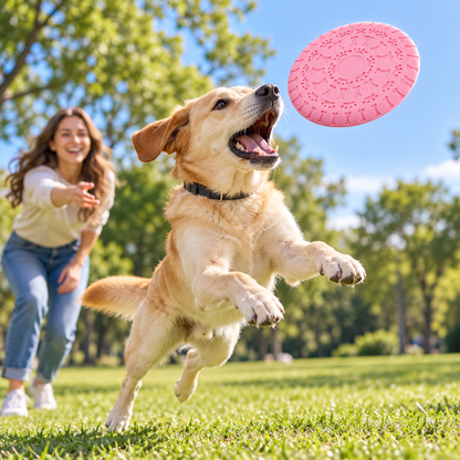 💗 Pink Dog Frisbee | Cute Paw Print &amp; Bone Design | Outdoor Interactive Dog Toy