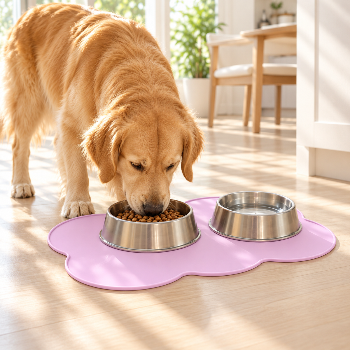 💜Pet Food Mat | Pastel Purple Cloud Design | Cute &amp; Practical Feeding Mat for Cats &amp; Dogs