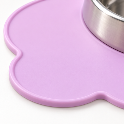 💜Pet Food Mat | Pastel Purple Cloud Design | Cute &amp; Practical Feeding Mat for Cats &amp; Dogs