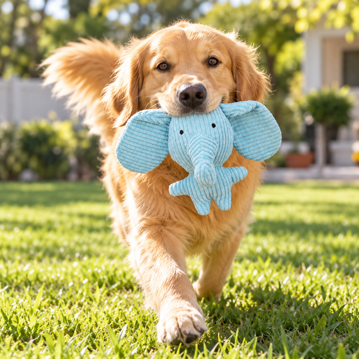 🐘 Blue Elephant Plush Pet Toy | Soft Corduroy Dog &amp; Cat Toy | Cute Elephant Stuffed Animal