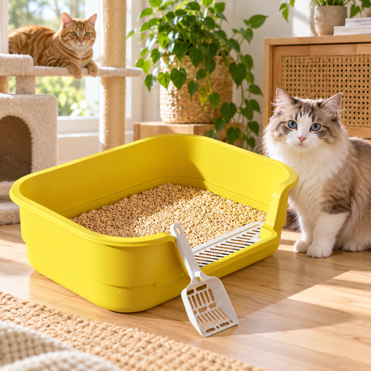 🐱 Open-Top Cat Litter Box | High-Sided Design | Low-Entry Access | Easy-Clean Pet Toilet