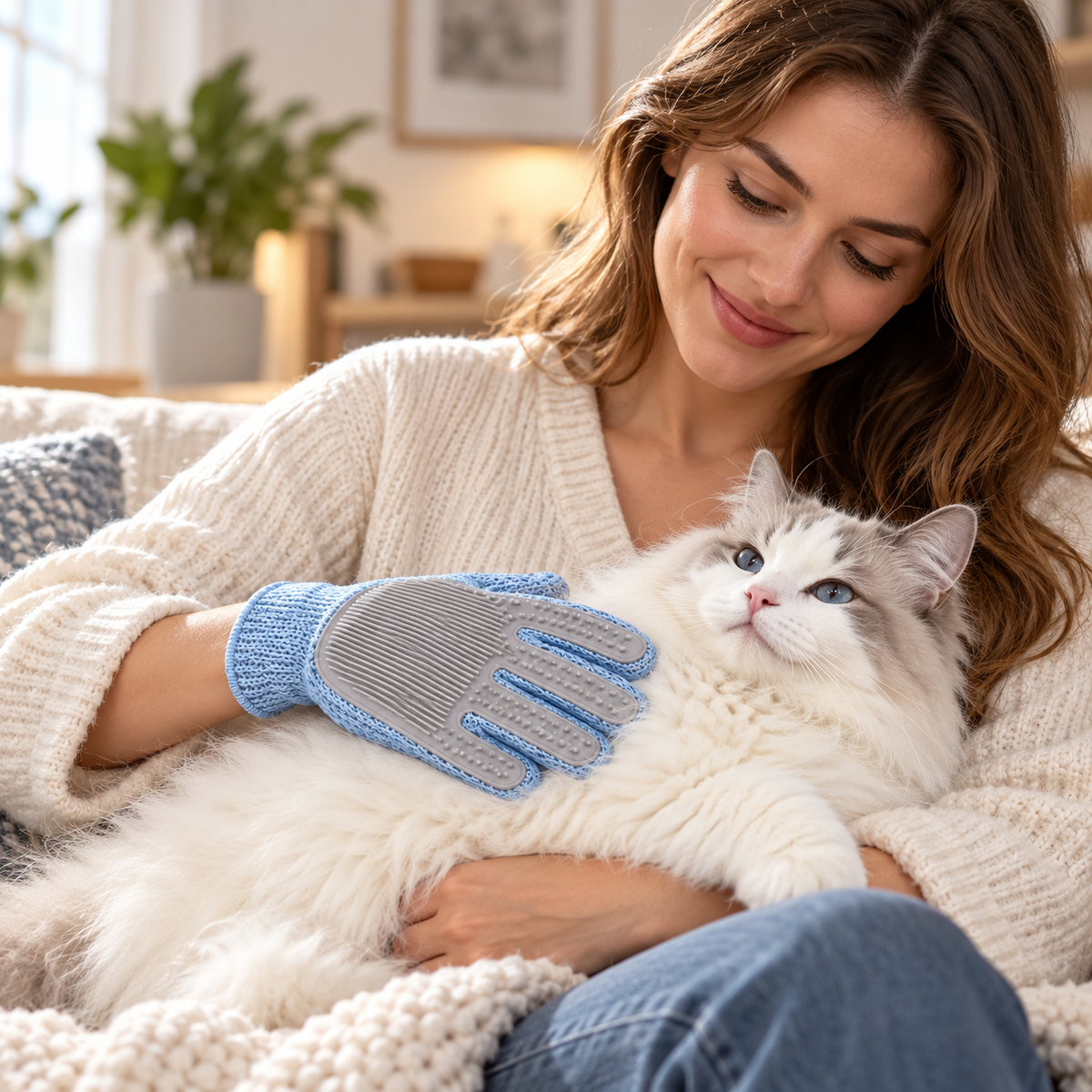 💙Pet Grooming Gloves | Gentle Hair Removal