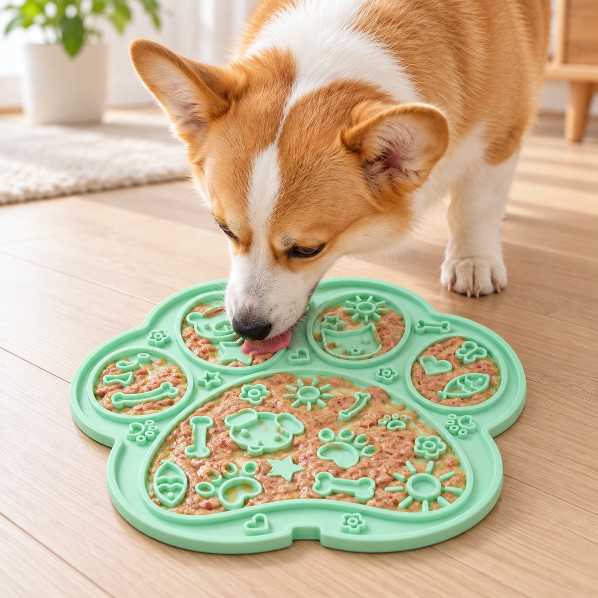 🐾 Pet Lick Mat | Paw-Shaped Slow Feeder | Interactive Treat Pad