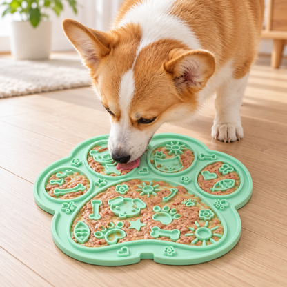 🐾 Pet Lick Mat | Paw-Shaped Slow Feeder | Interactive Treat Pad