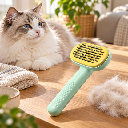 💚 Self-Cleaning Pet Brush | Easy Fur Removal