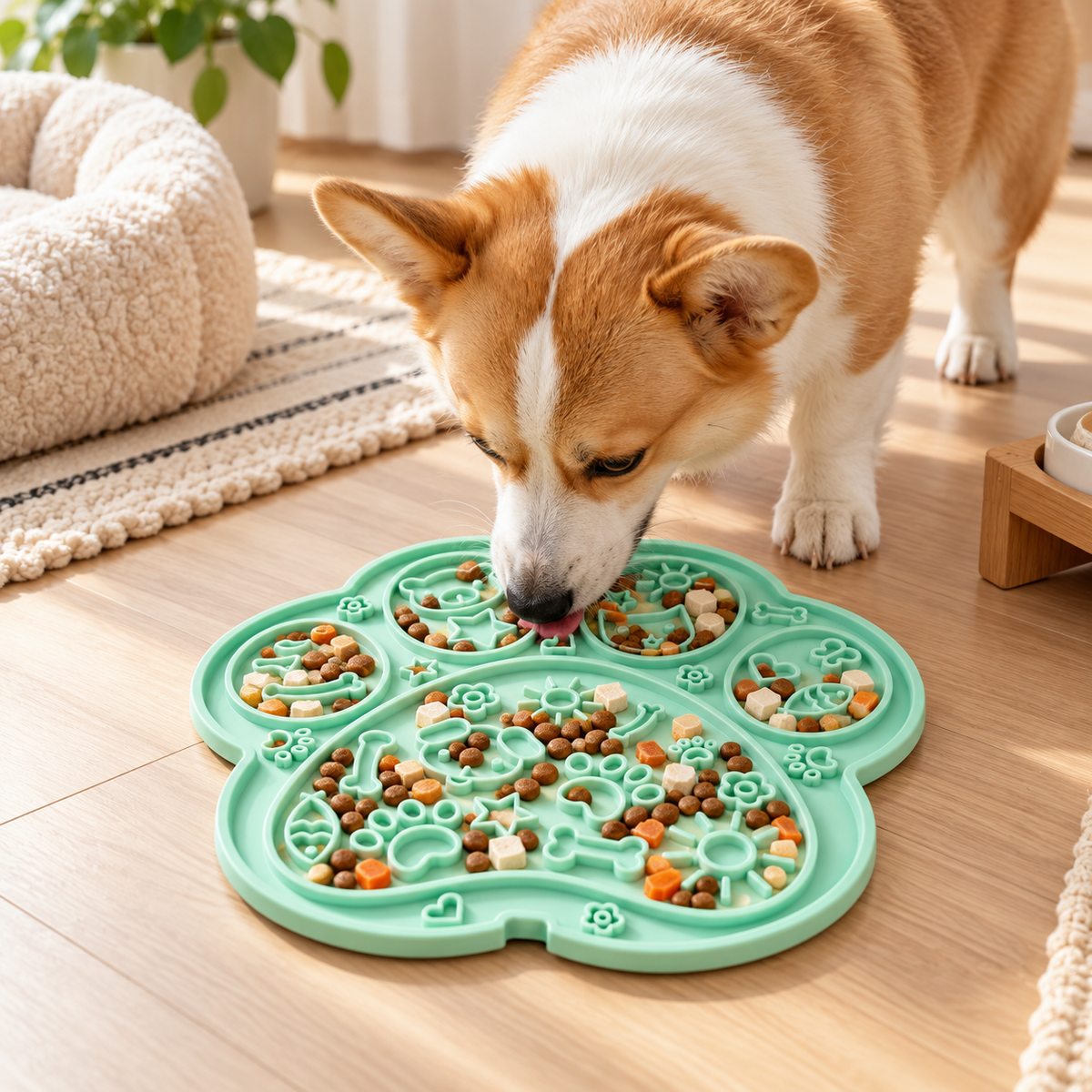 🐾 Pet Lick Mat | Paw-Shaped Slow Feeder | Interactive Treat Pad