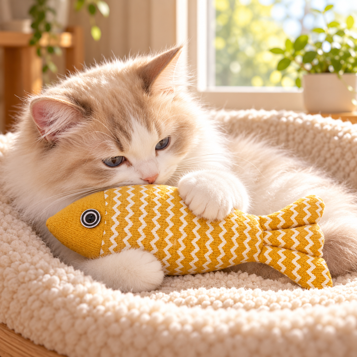 🐟 Knitted Fish Cat Toy | Fish-Shaped Cat Toy | Cute &amp; Playful Pet Accessory