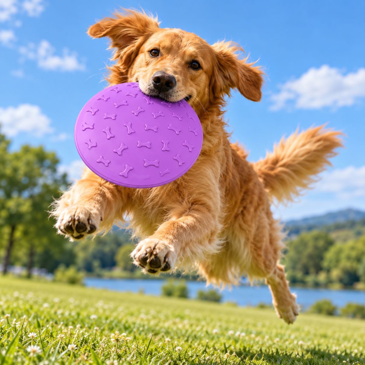 🥏 Interactive Dog Flying Disc | Bone-Textured Design | Outdoor Fetch & Play Toy